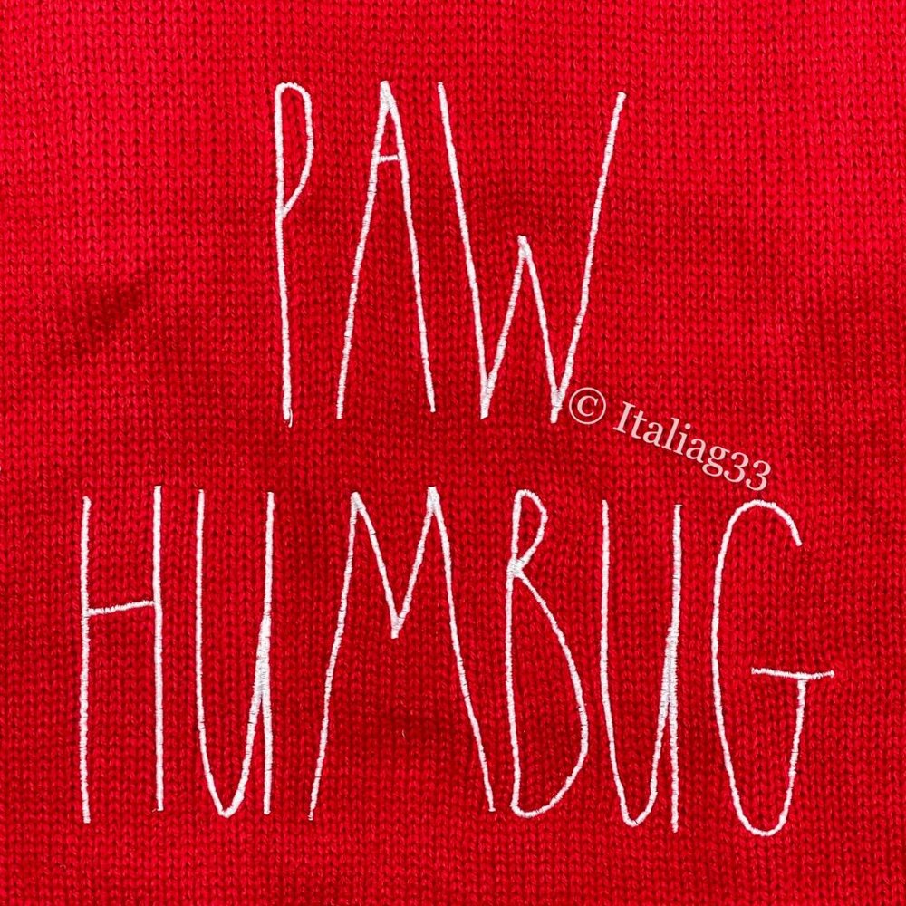 Rae Dunn Dog Sweater PAW HUMBUG Sz Small Winter Coat Clothing Red & Cream NEW - Picture 3 of 9